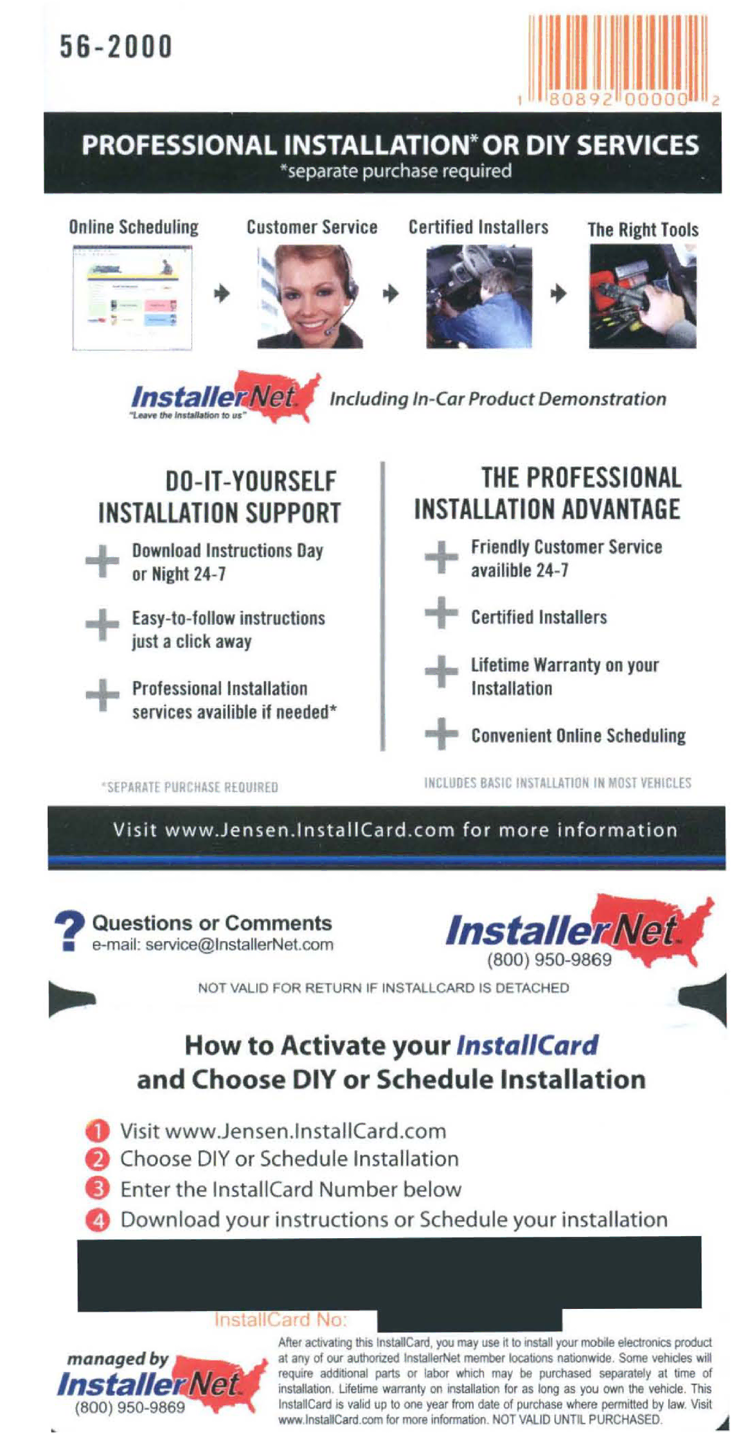 Jensen VM8514 operating instructions 56-2000 