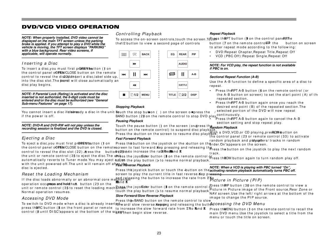 Jensen VM9022HD operation manual DVD/VCD Video Operation 