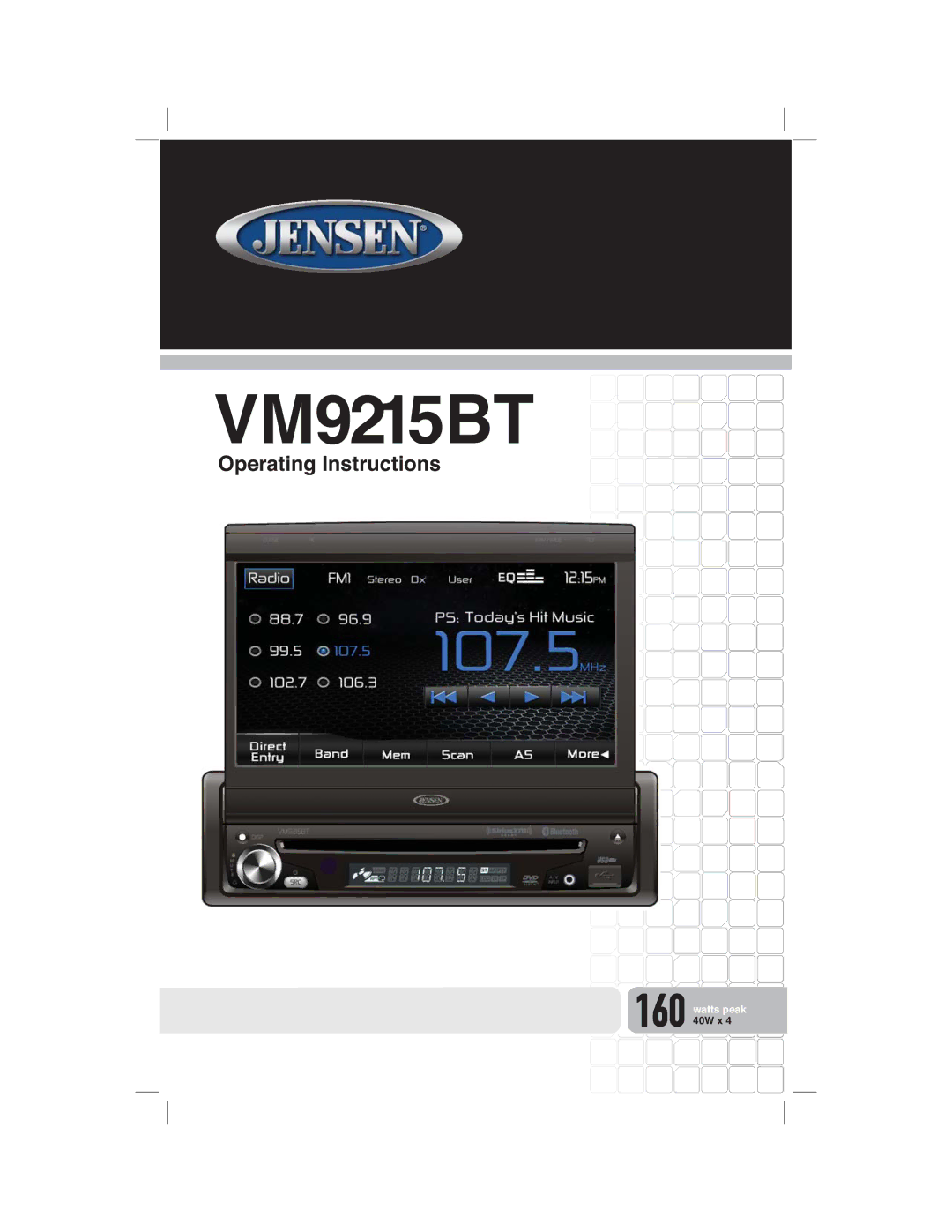 Jensen VM9215BT operating instructions 