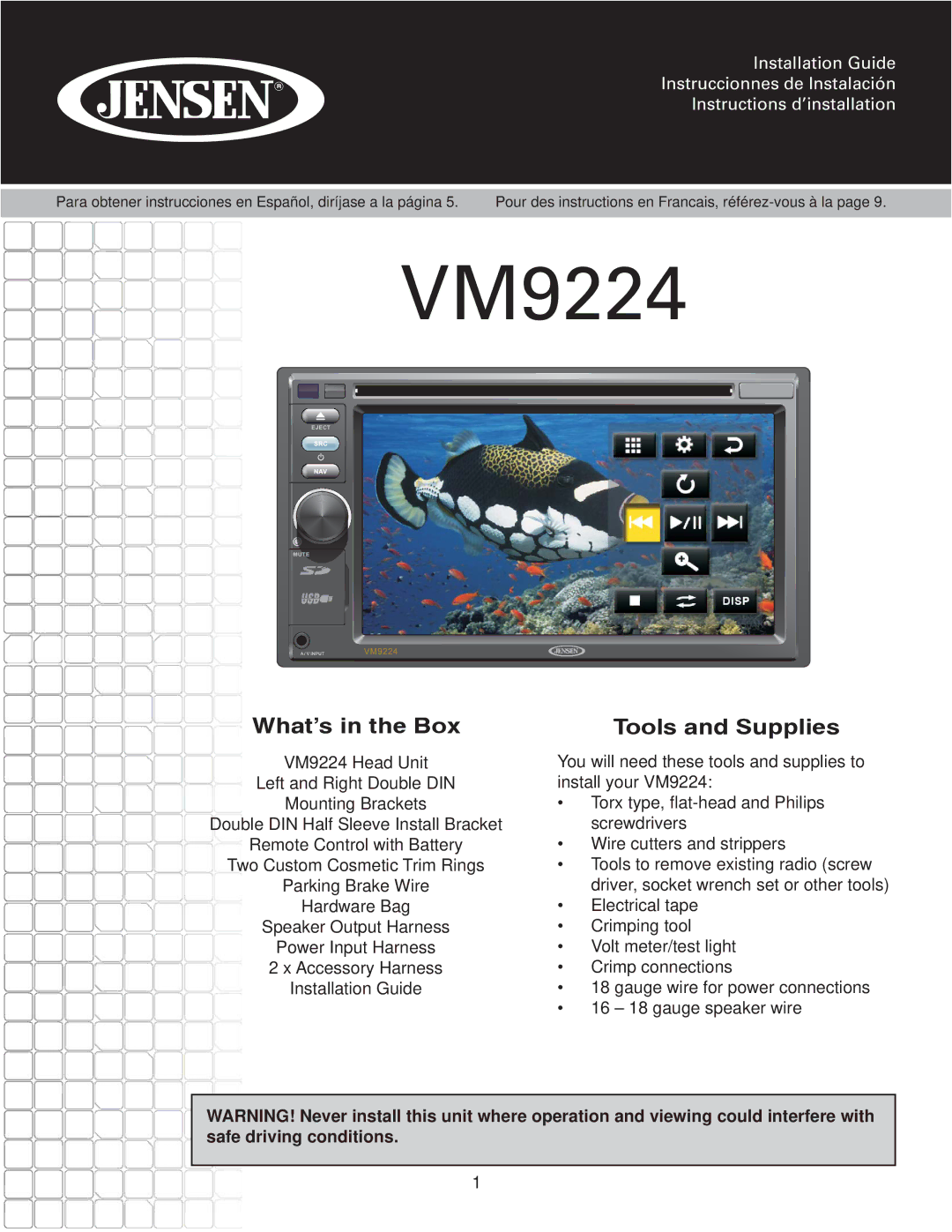 Jensen VM9224 manual What’s in the Box, Tools and Supplies 