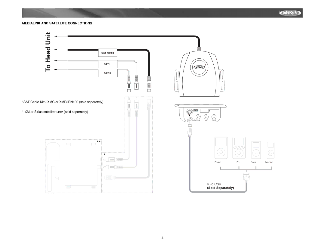 Jensen VM9312 instruction manual To Head Unit 