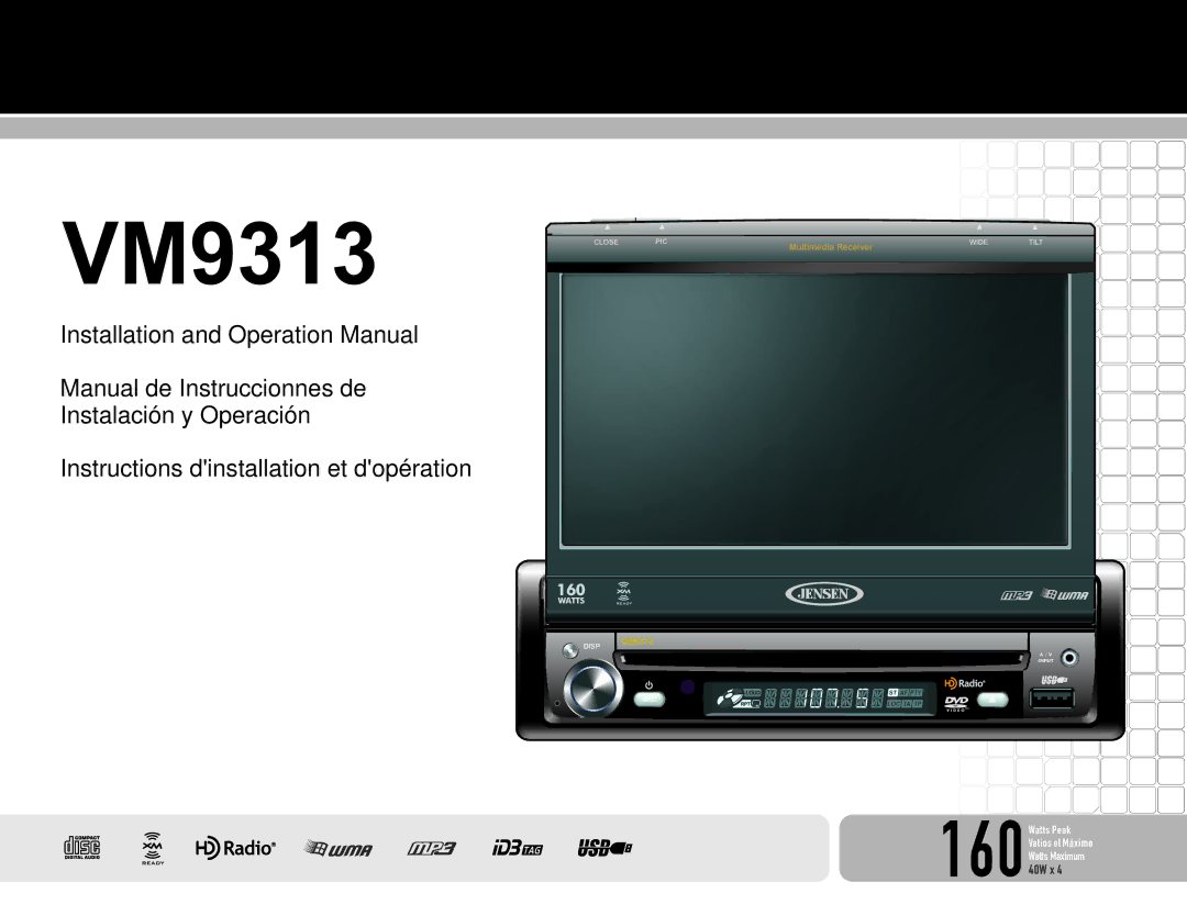 Jensen VM9313 operation manual 