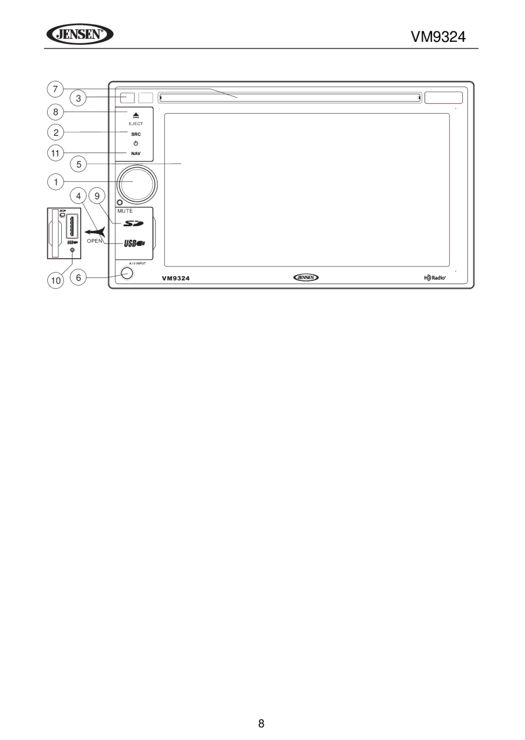 Jensen VM9324 manual 