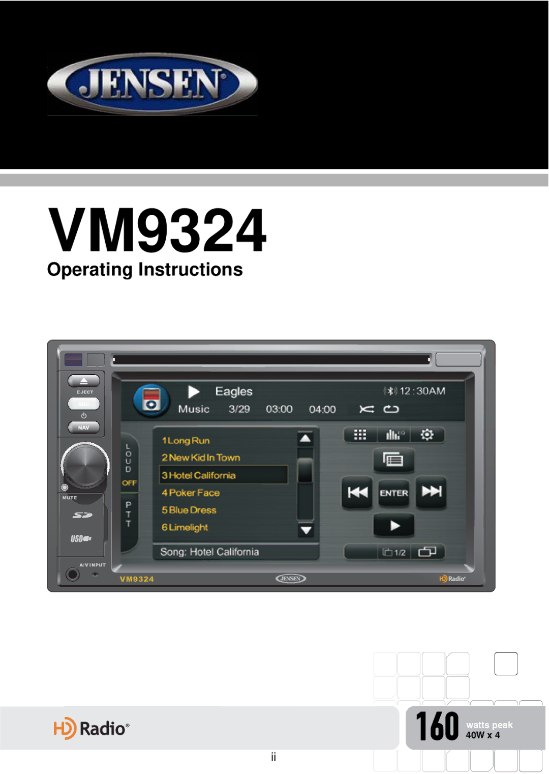 Jensen VM9324 manual 