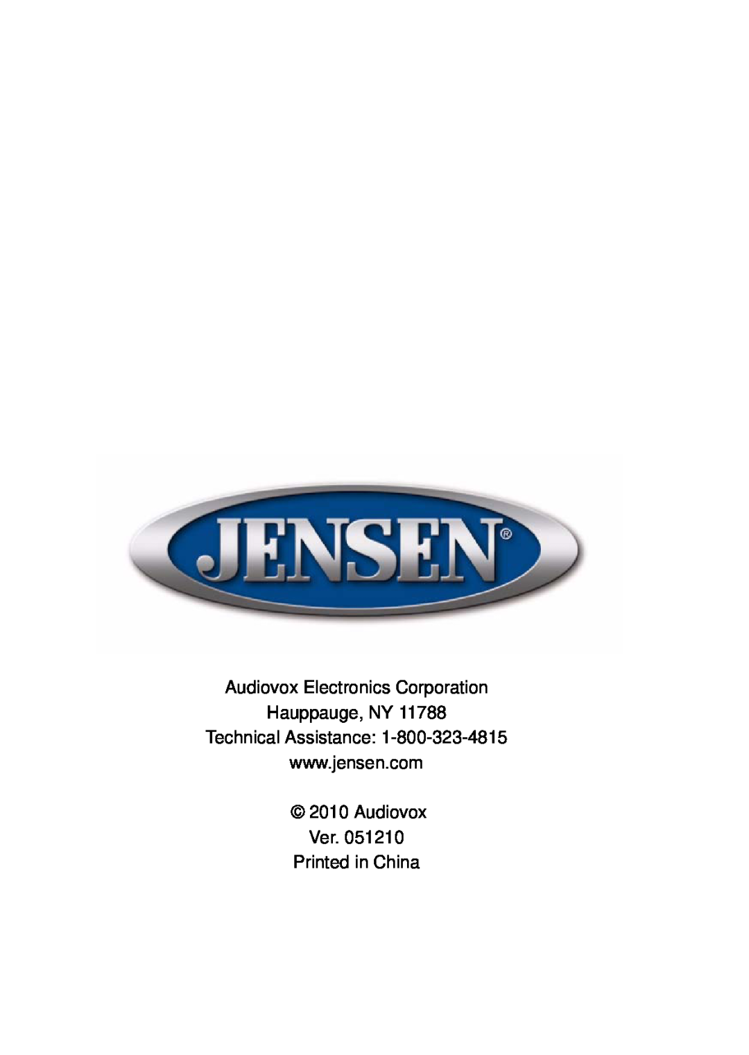 Jensen VM9324 manual Audiovox Electronics Corporation Hauppauge, NY 