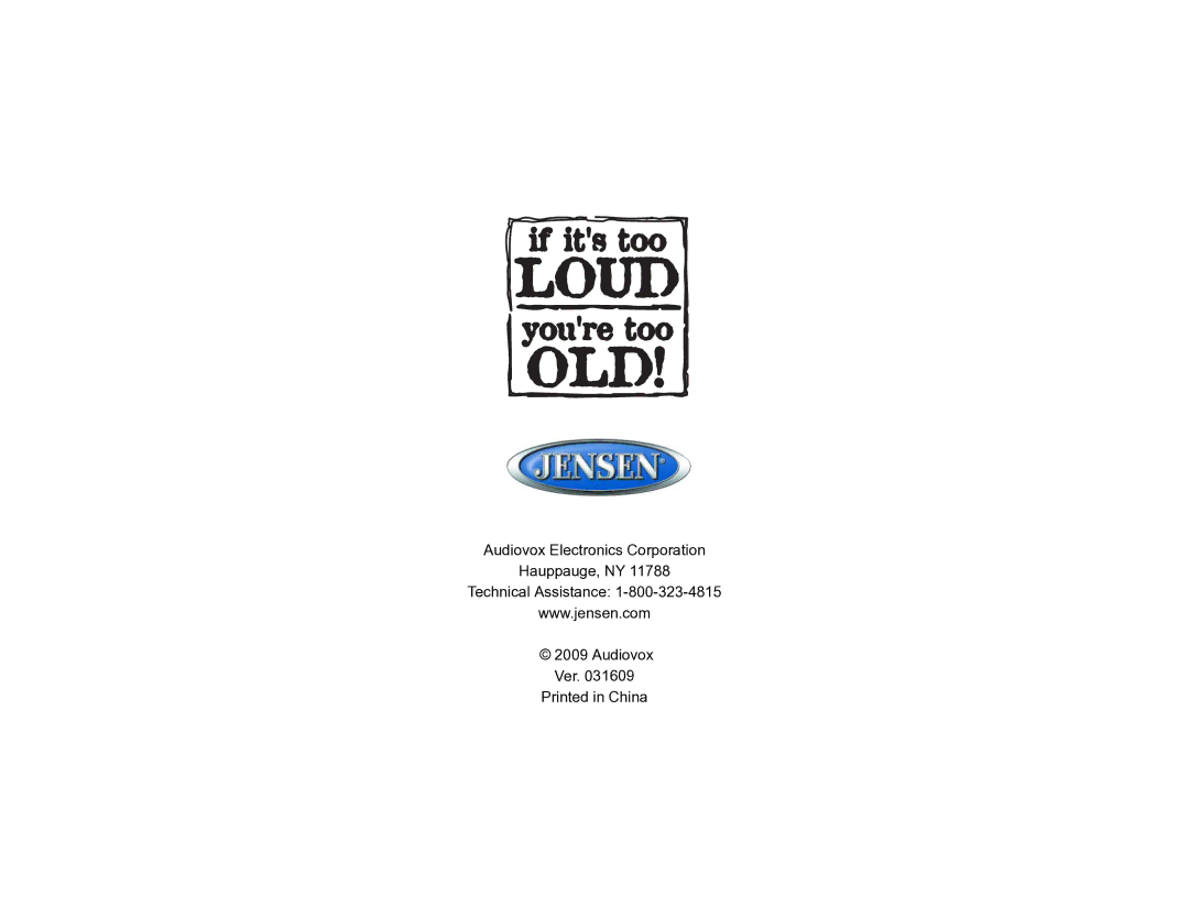 Jensen VM9413 operation manual 