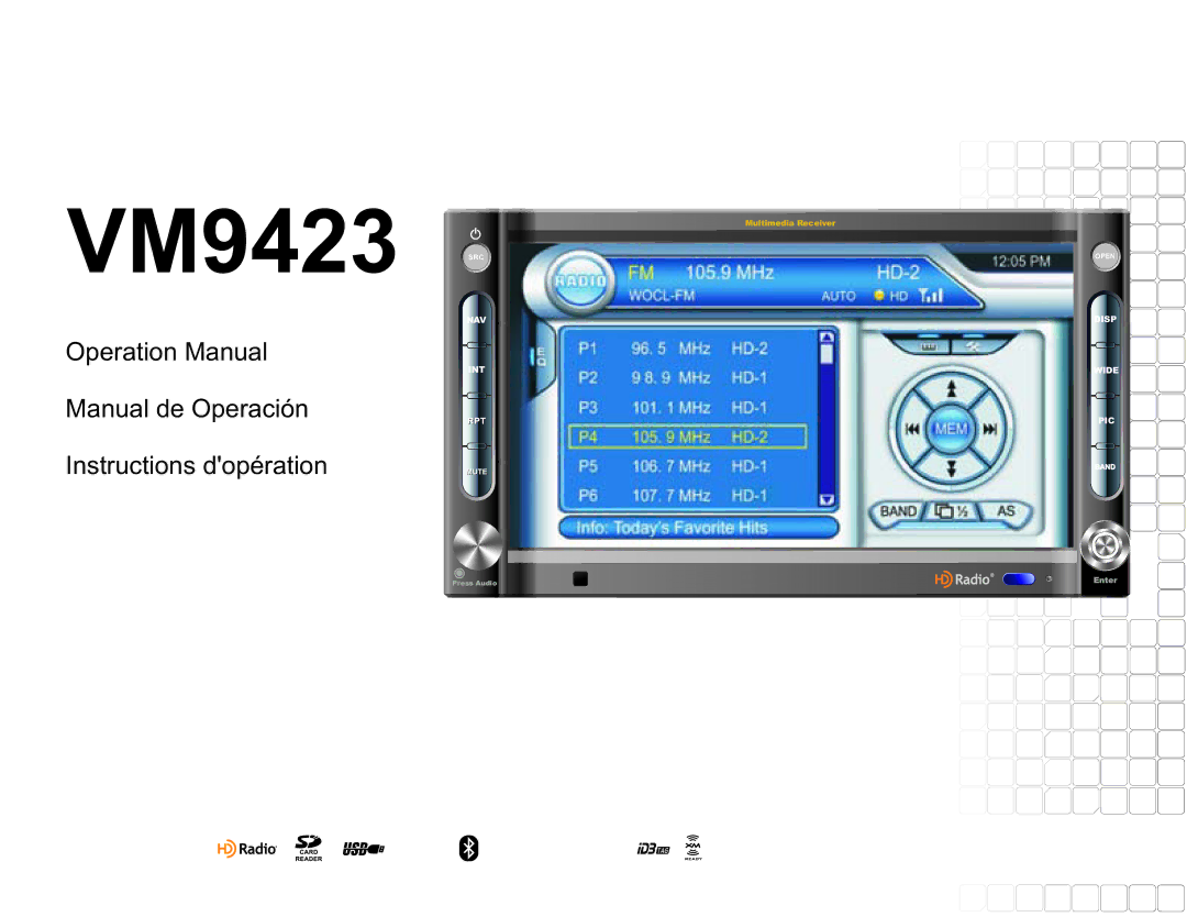 Jensen VM9423 operation manual 