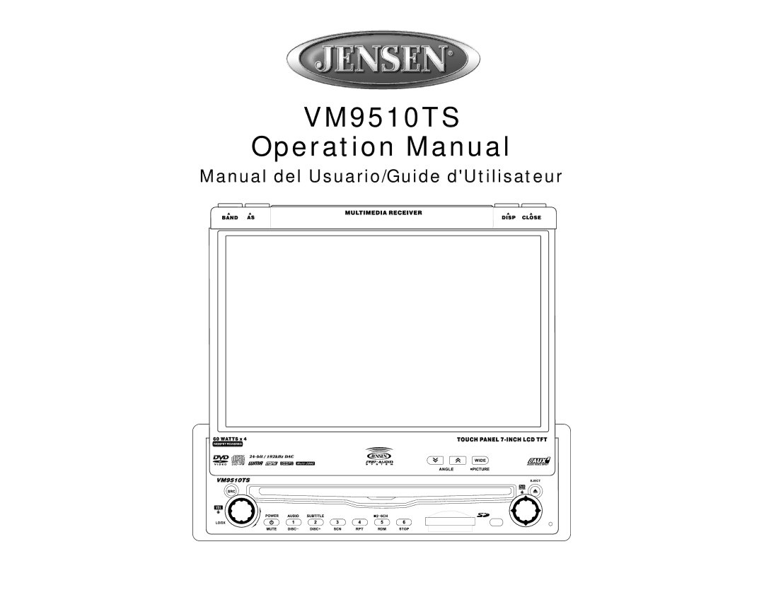 Jensen VM9510TS operation manual 