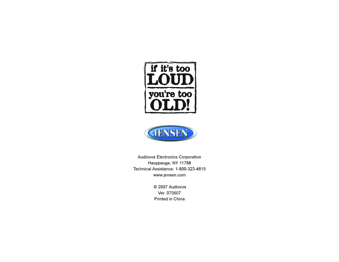 Jensen VM9512 operation manual 