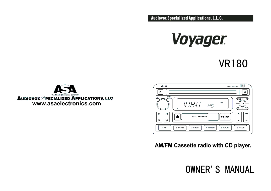 Jensen VR180 manual 