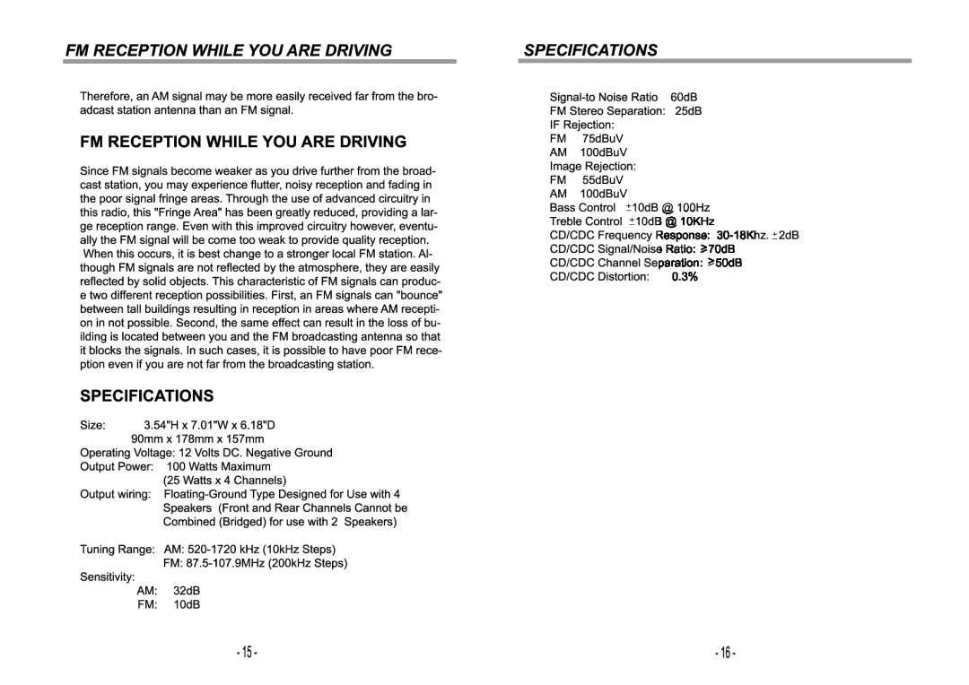 Jensen VR180 manual 