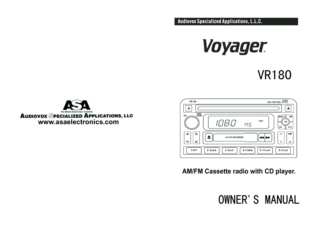 Jensen VR180 manual AM/FM Cassette radio with CD player 