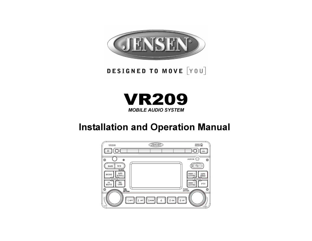 Jensen VR209 operation manual 