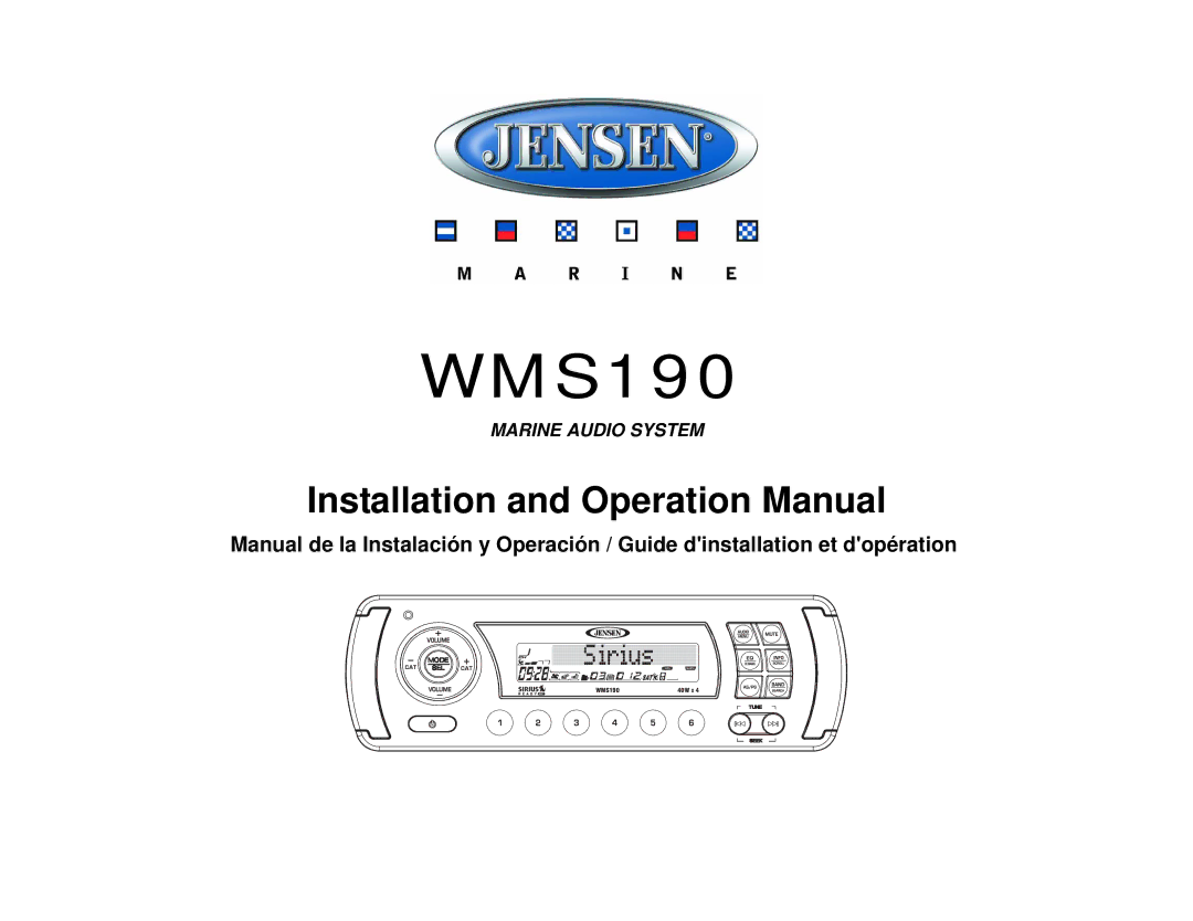 Jensen WMS190 operation manual 