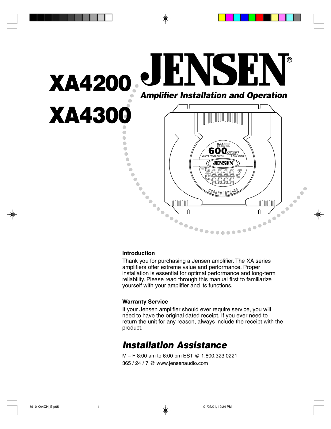 Jensen warranty XA4200 XA4300 