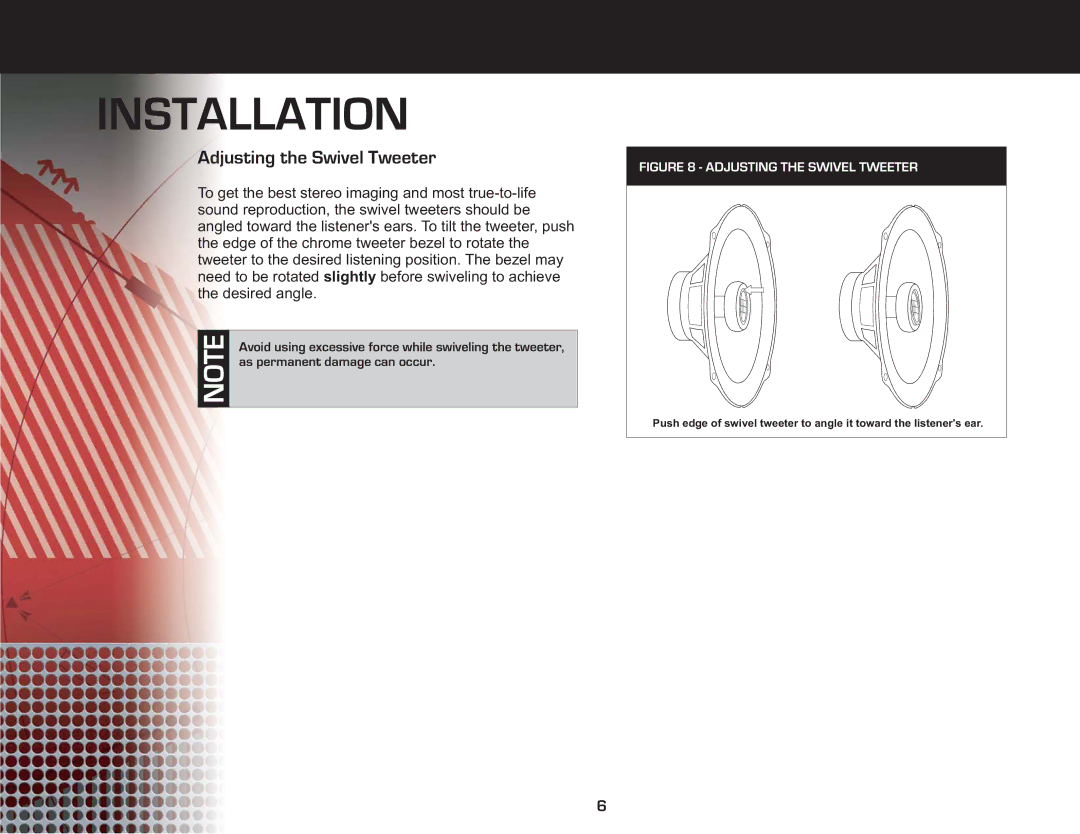 Jensen XRS Series manual Adjusting the Swivel Tweeter 