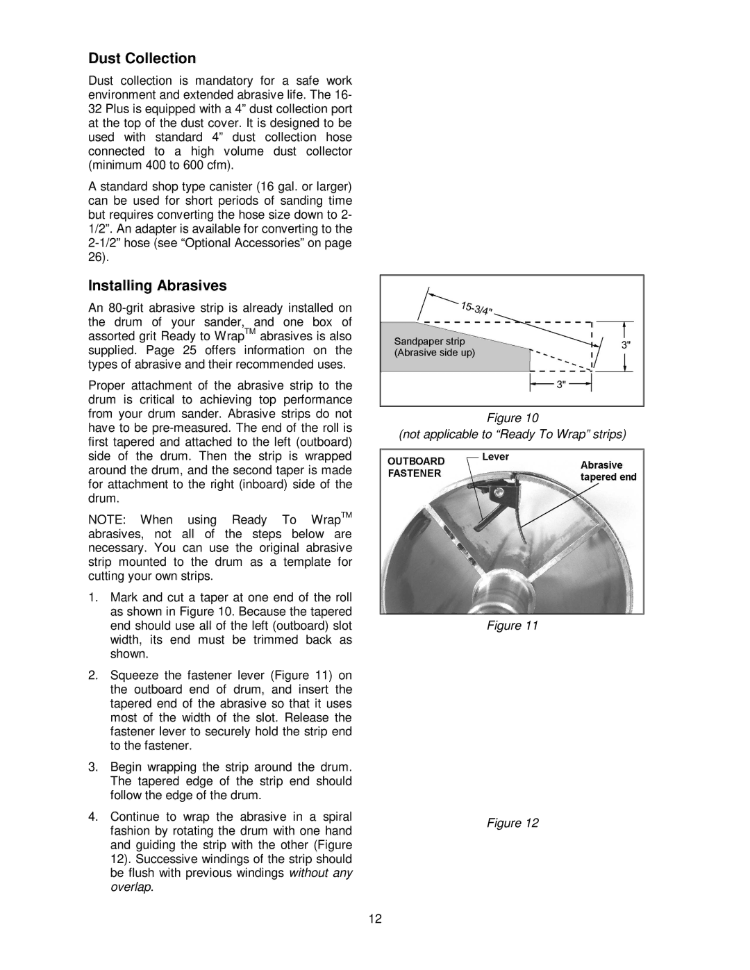 Jet Tools 16-32 Plus operating instructions Dust Collection, Installing Abrasives 