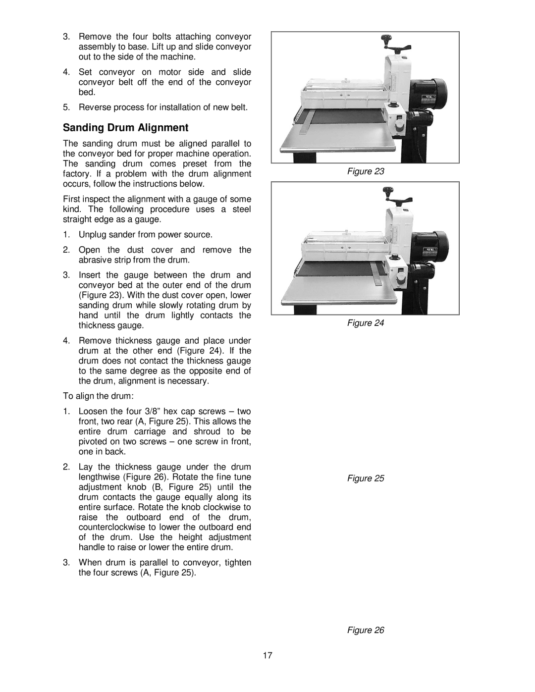 Jet Tools 16-32 Plus operating instructions Sanding Drum Alignment 