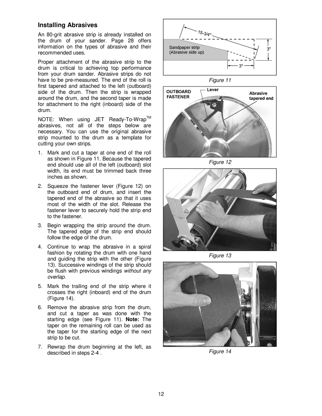 Jet Tools 22-44 Pro operating instructions Installing Abrasives 