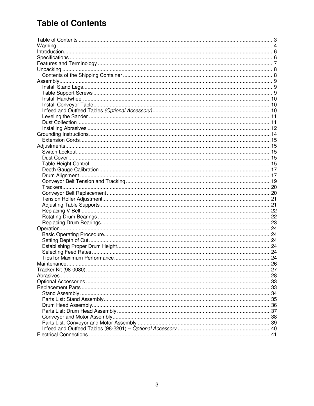 Jet Tools 22-44 Pro operating instructions Table of Contents 