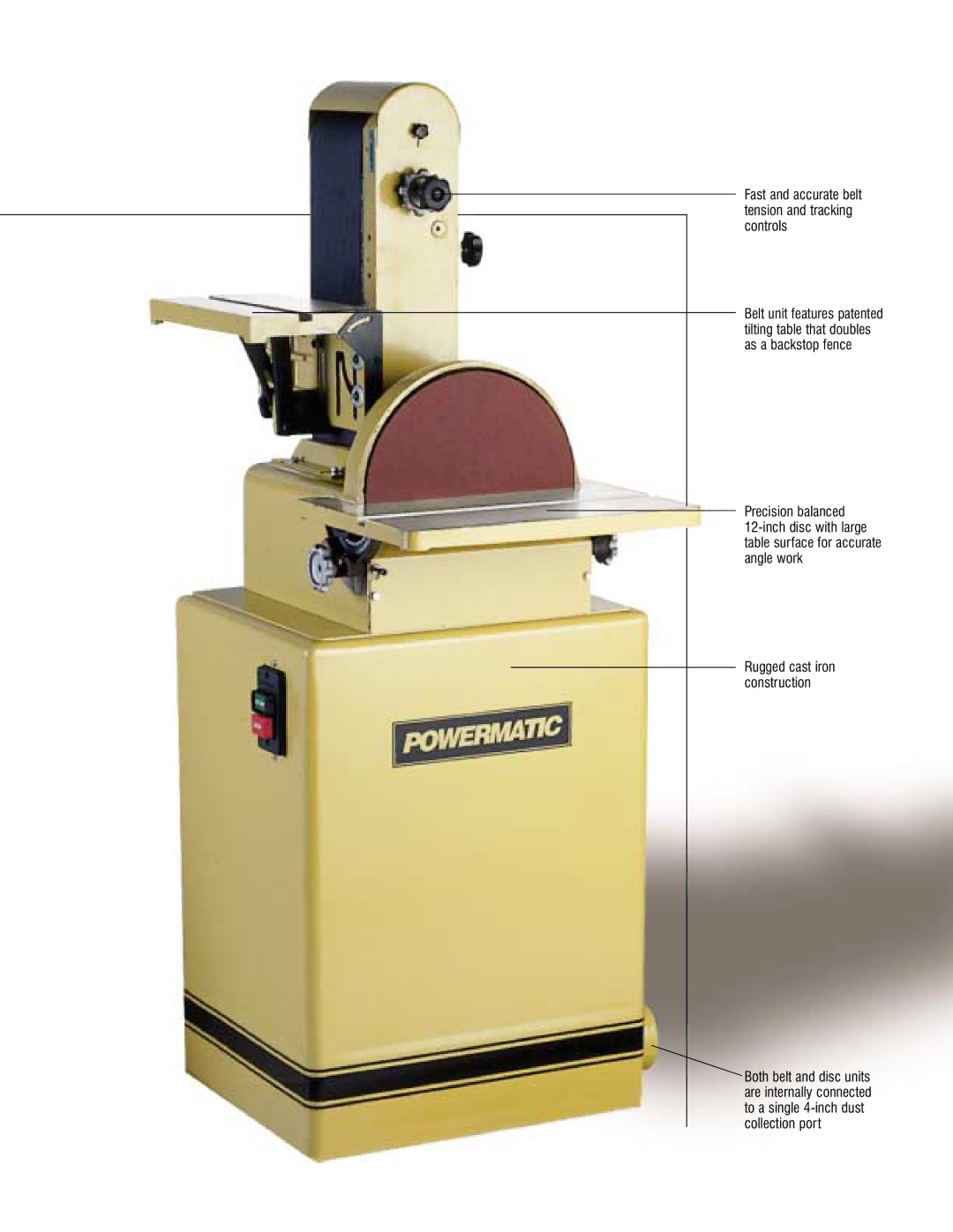 Jet Tools 31A manual Fast and accurate belt tension and tracking controls 