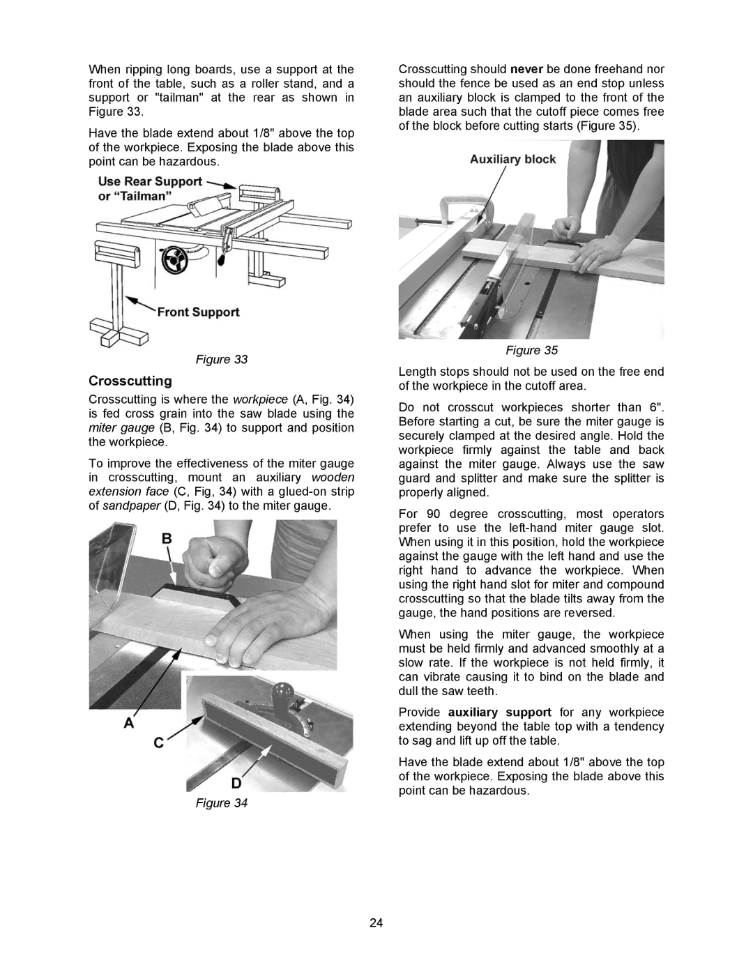 Jet Tools 708315BTA operating instructions Crosscutting 