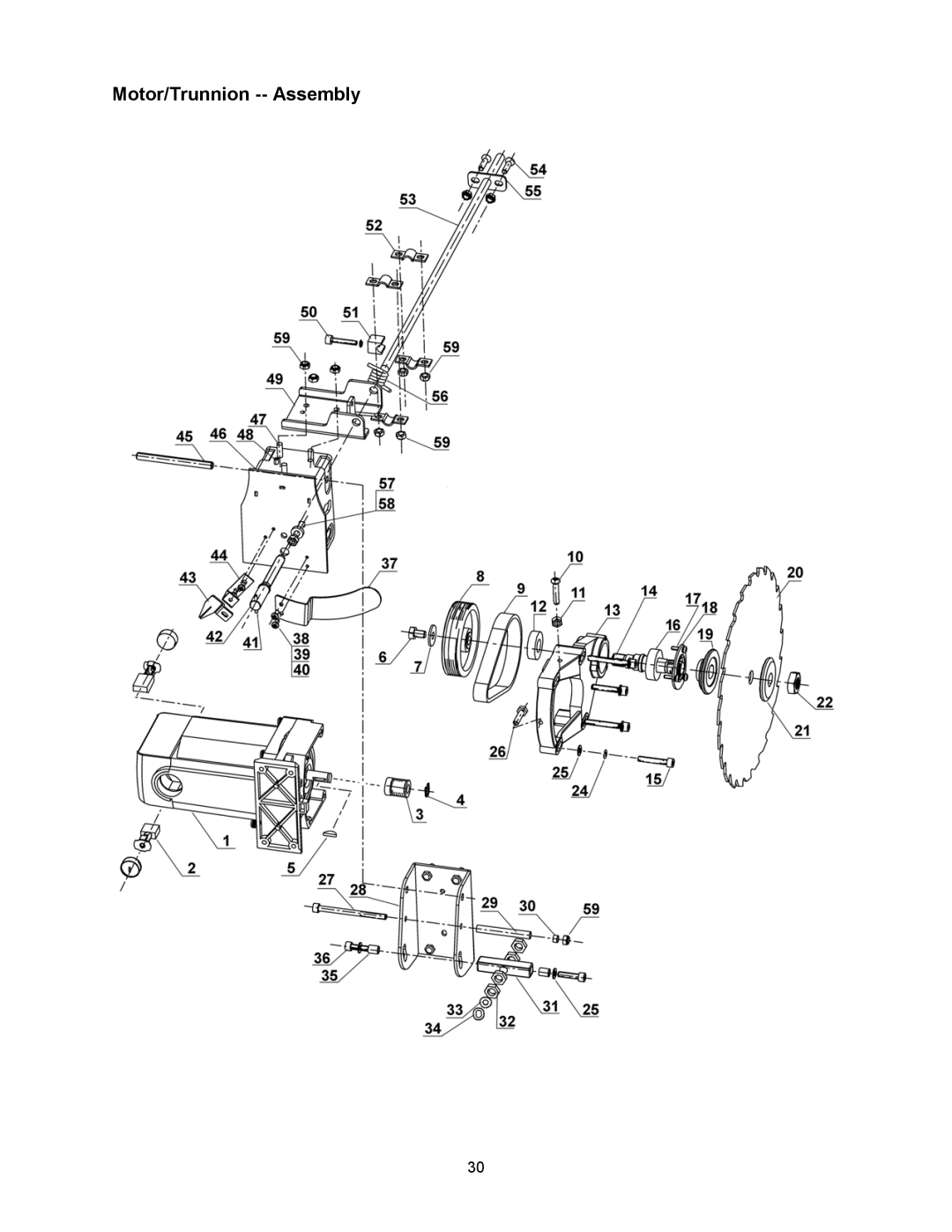 Jet Tools 708315BTA operating instructions Motor/Trunnion -- Assembly 