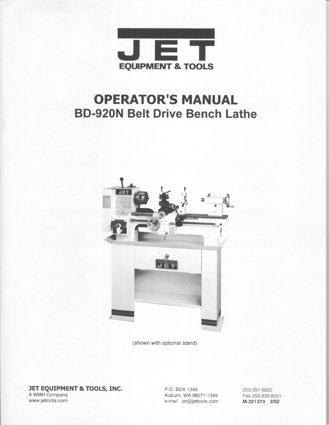 Jet Tools BD-920N manual 