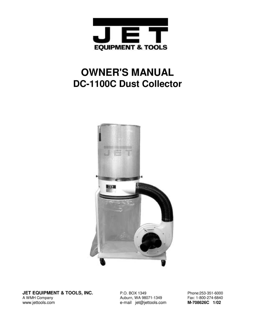 Jet Tools owner manual DC-1100C Dust Collector 