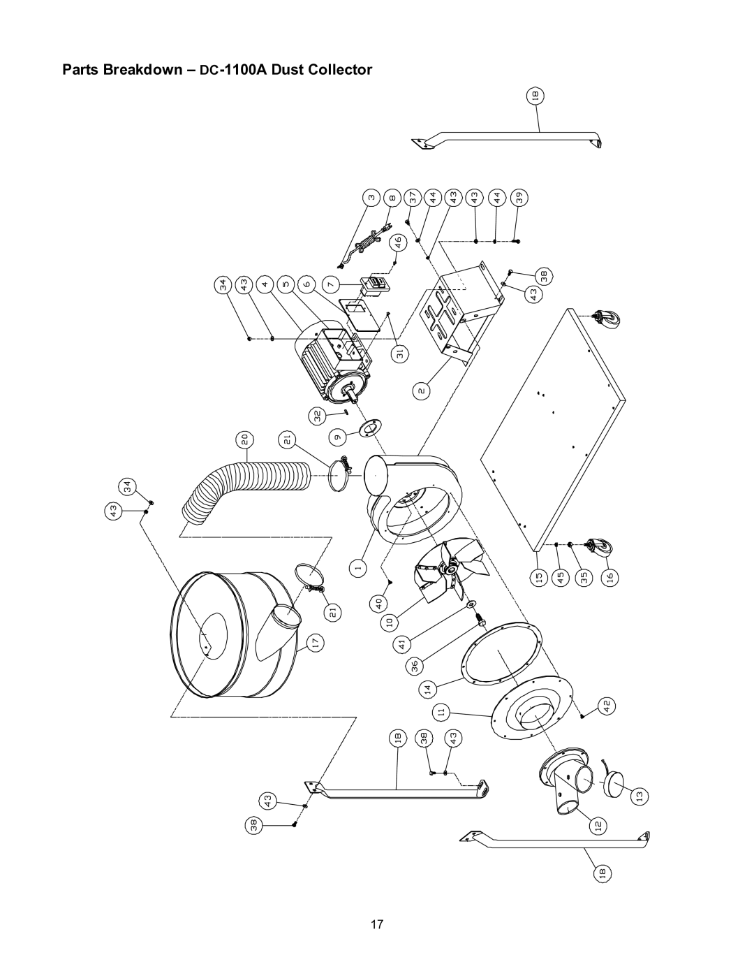 Jet Tools DC-1100CK operating instructions Parts Breakdown DC-1100A Dust Collector 