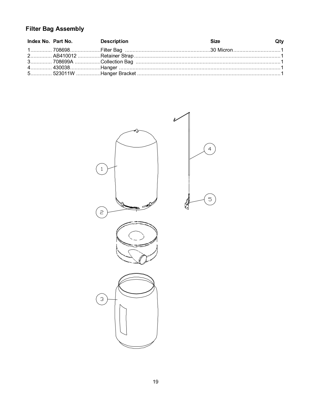 Jet Tools DC-1100CK operating instructions Filter Bag Assembly 