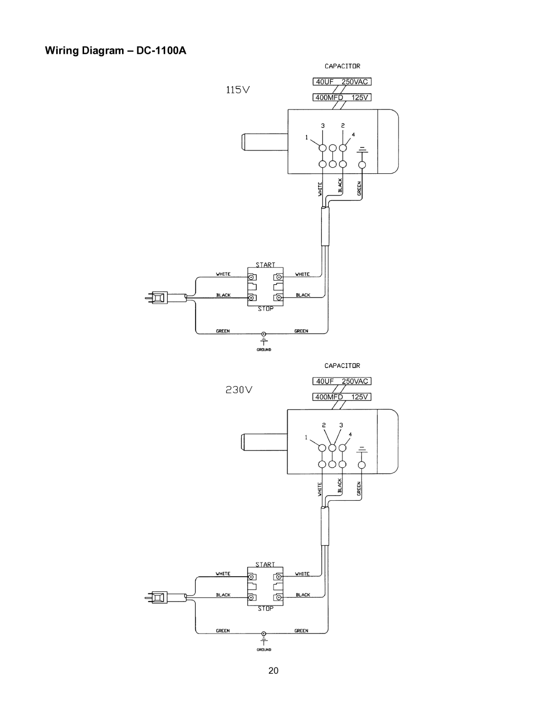 Jet Tools DC-1100CK operating instructions Wiring Diagram DC-1100A 