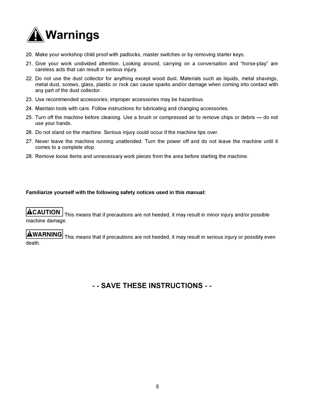 Jet Tools DC-1100G operating instructions 