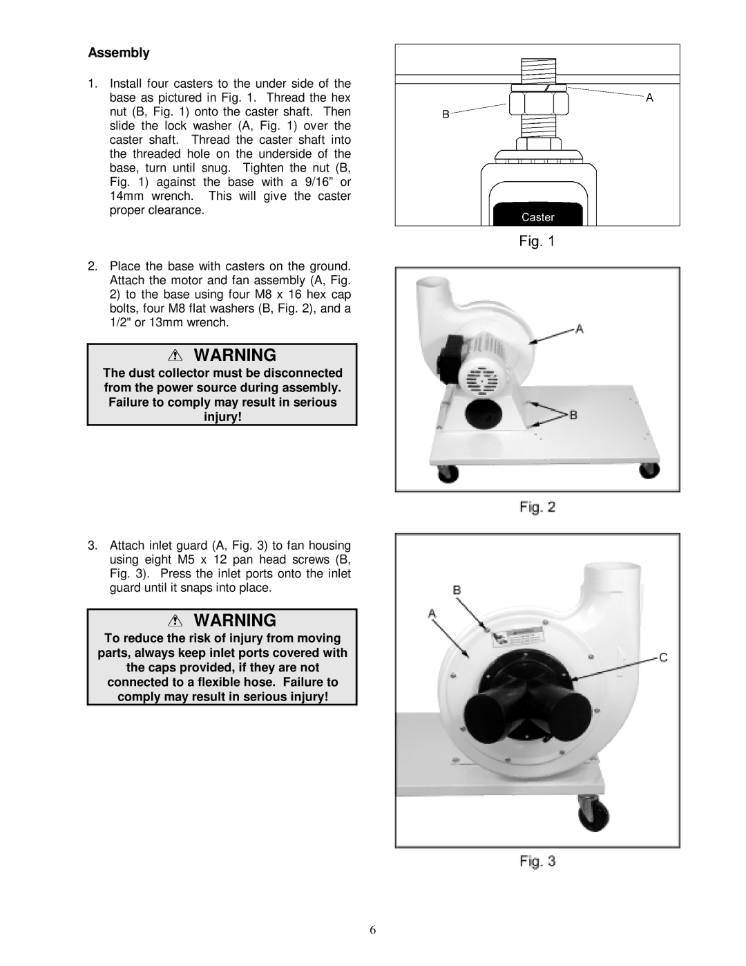 Jet Tools DC-1200A owner manual Assembly 