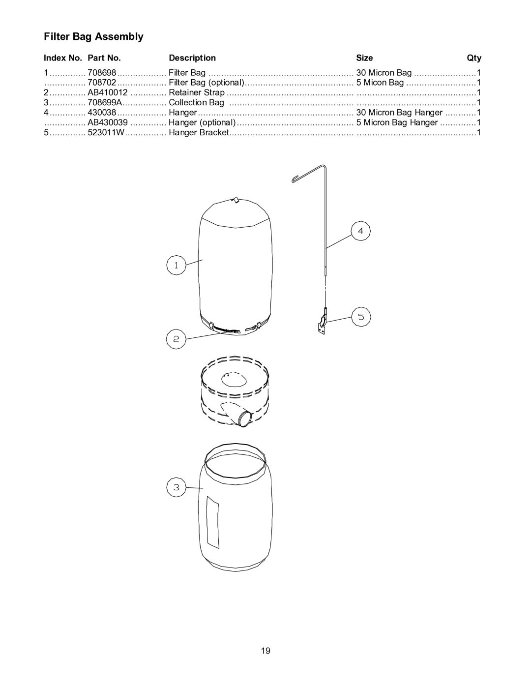 Jet Tools DC-1200CK operating instructions Filter Bag Assembly 