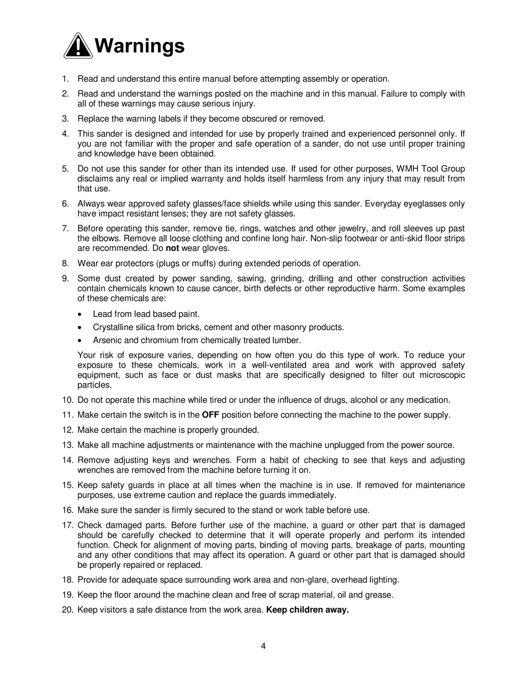 Jet Tools Drum Sander operating instructions 