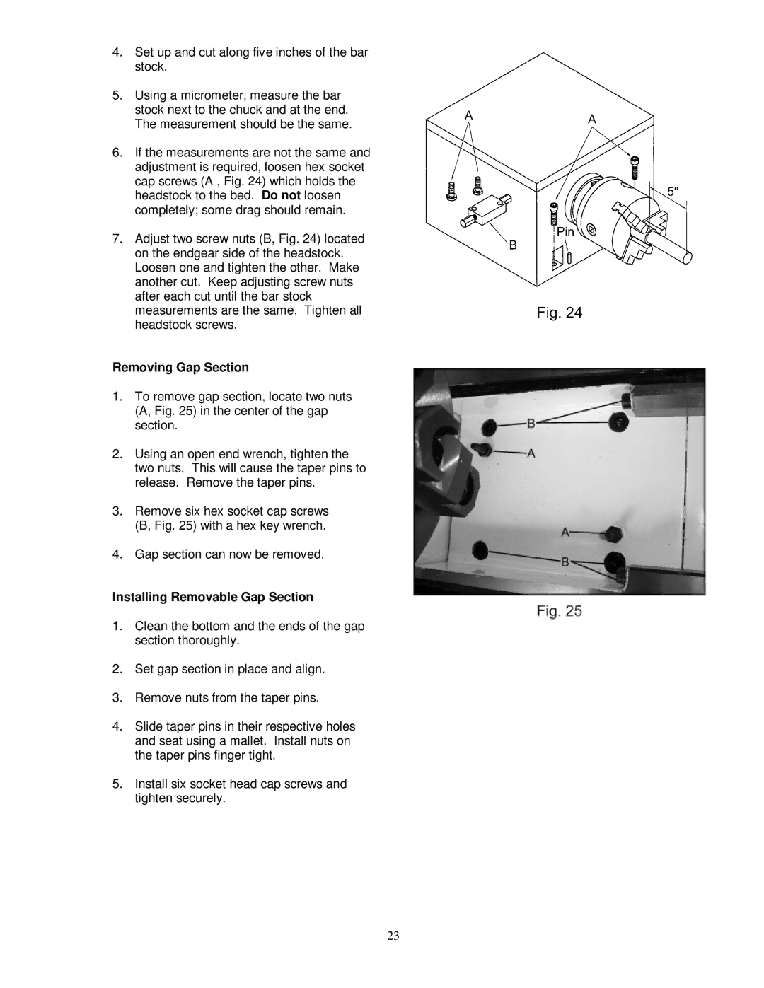 Jet Tools GH-1340W, GH-1440W owner manual Removing Gap Section, Installing Removable Gap Section 