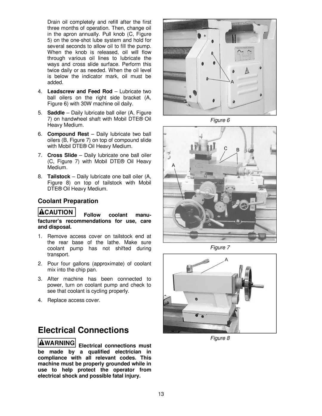 Jet Tools GH-1440ZX operating instructions Electrical Connections, Coolant Preparation 