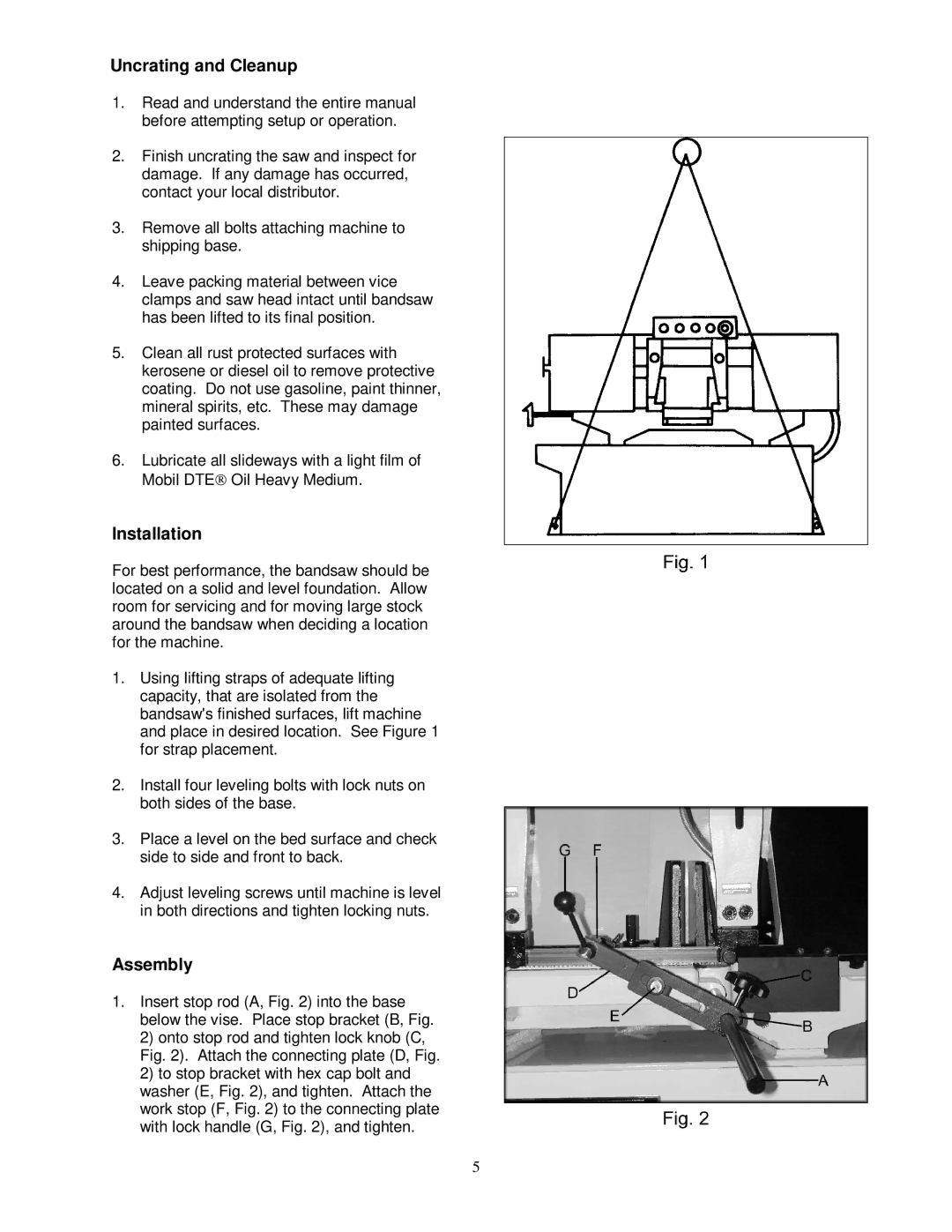 Jet Tools HBS-1321W WMH operating instructions Uncrating and Cleanup, Installation, Assembly 