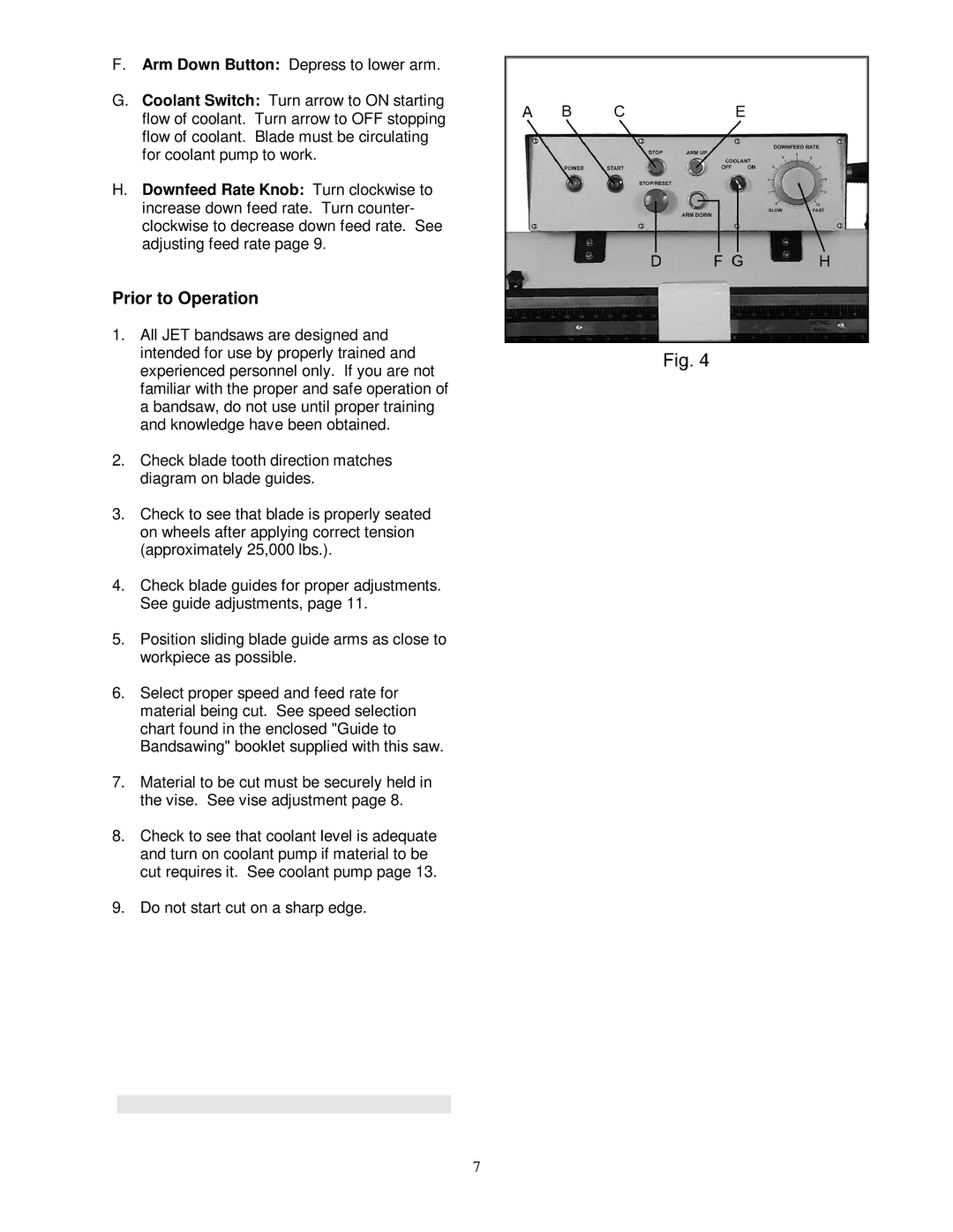 Jet Tools HBS-1321W WMH operating instructions Prior to Operation 