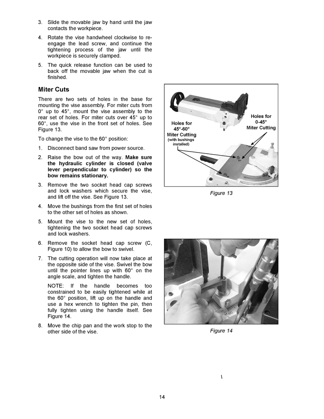 Jet Tools HBS-56S operating instructions Miter Cuts 