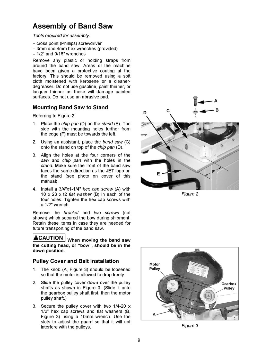 Jet Tools HBS-56S Assembly of Band Saw, Mounting Band Saw to Stand, Pulley Cover and Belt Installation 