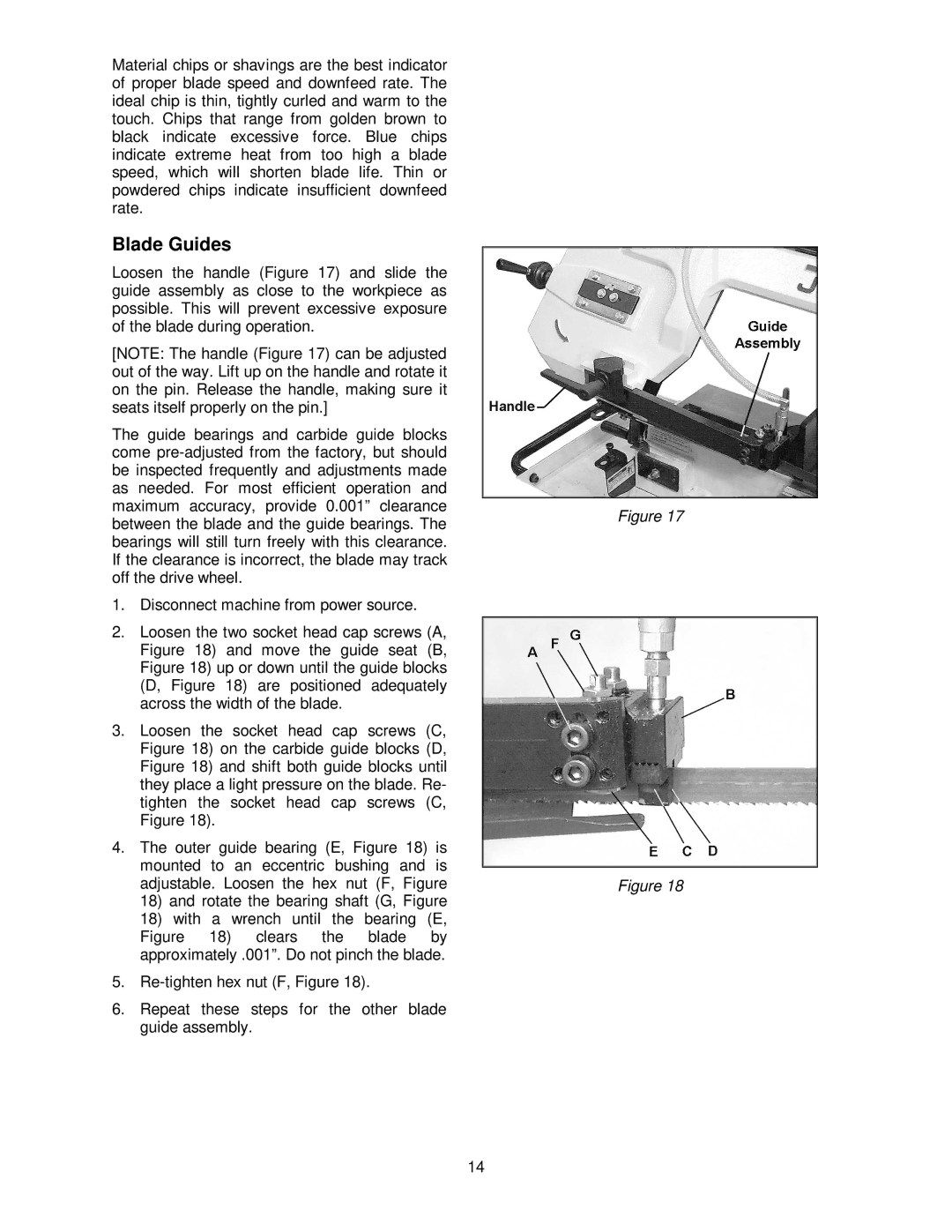 Jet Tools HBS-814GH operating instructions Blade Guides 