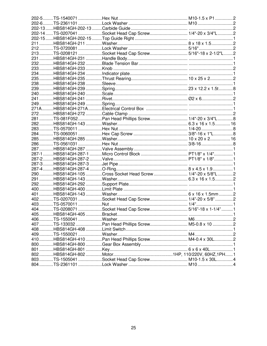 Jet Tools HBS-814GH operating instructions HBS814GH-202-13 