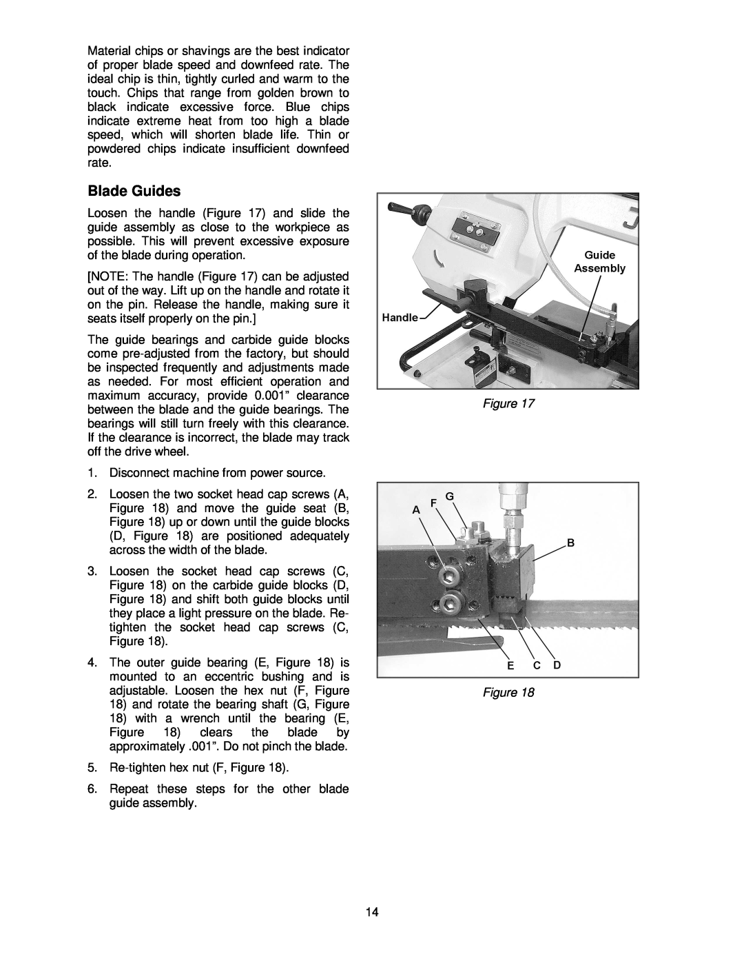 Jet Tools HBS-814GH operating instructions Blade Guides 