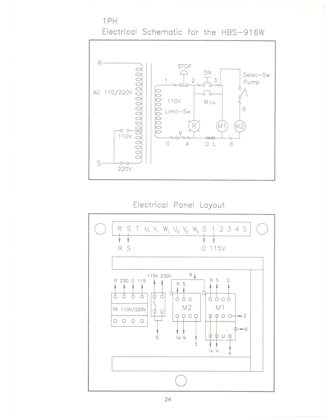 Jet Tools HBS-1018W manual Electrical Schematic for the HBS-916W 