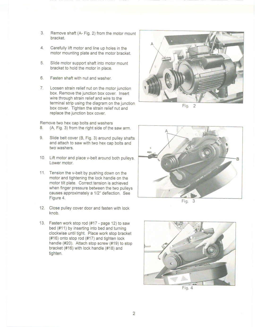 Jet Tools HBS-916W, HBS-1018W manual Fasten shaft with nut and washer 