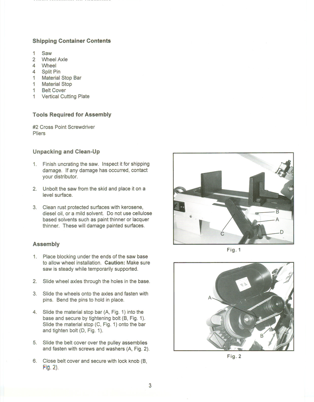 Jet Tools HBVS-7MW manual Shipping Container Contents, Unpacking and Clean-Up 