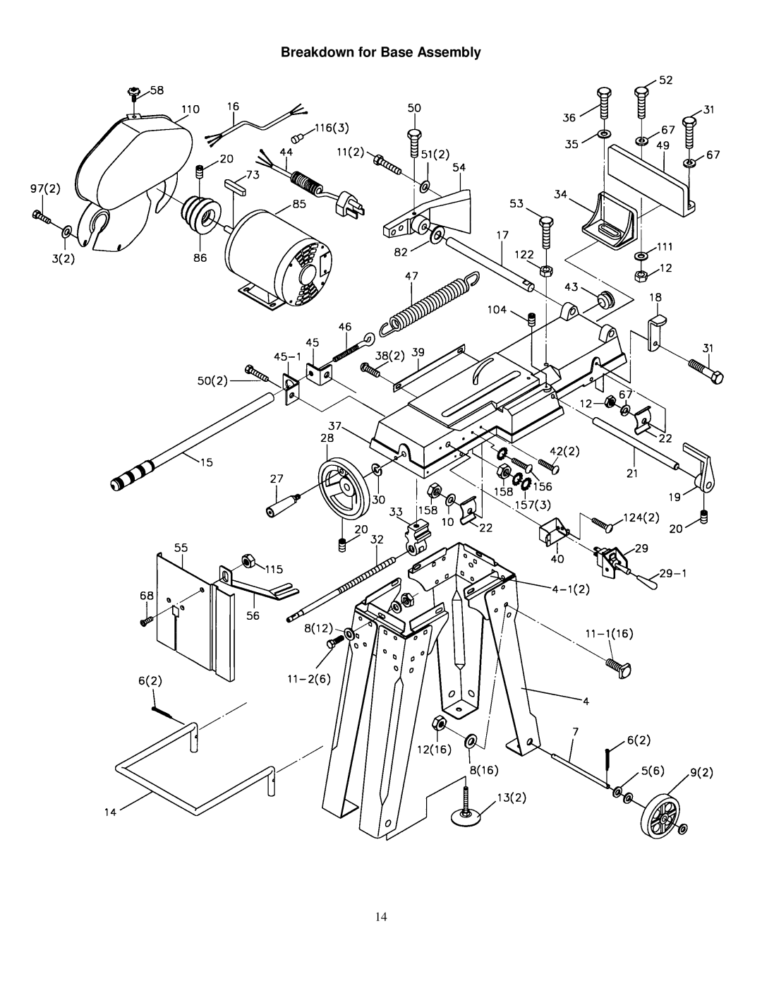 Jet Tools HVBS-56M owner manual Breakdown for Base Assembly 