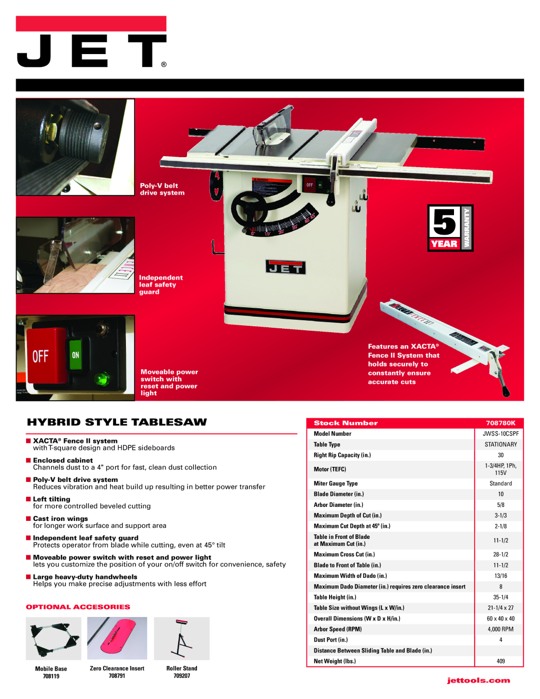 Jet Tools Hybrid Style dimensions Hybrid style tablesaw 